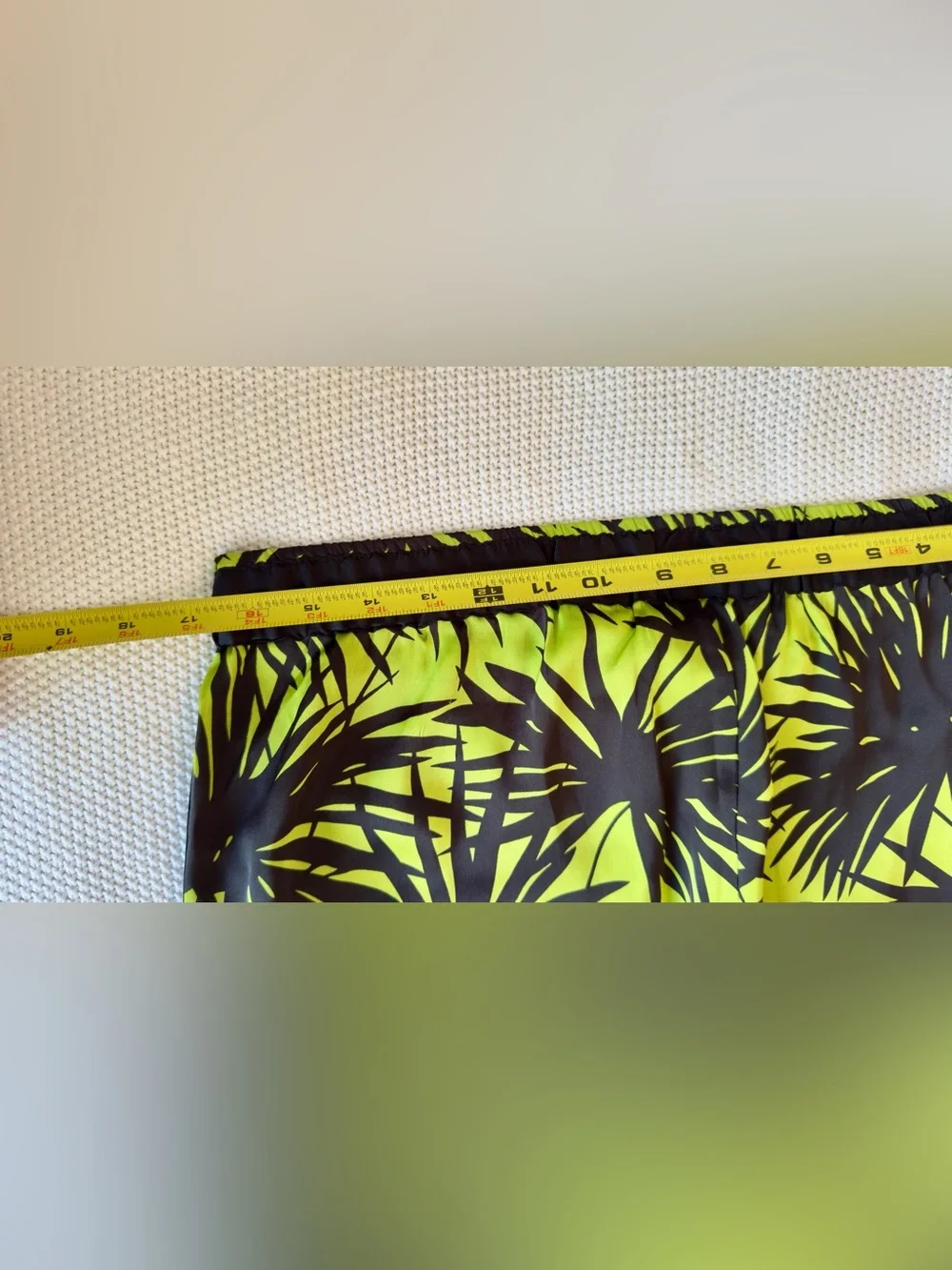 MICHAEL KORS Satin Neon Lime Green & Black Palm Leaf Print Track Pants